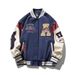American Flocking Autumn And Winter Baseball Men's Trendy Brand Hip-hop Casual Couple Jacket Green Top Women_viptrois.com