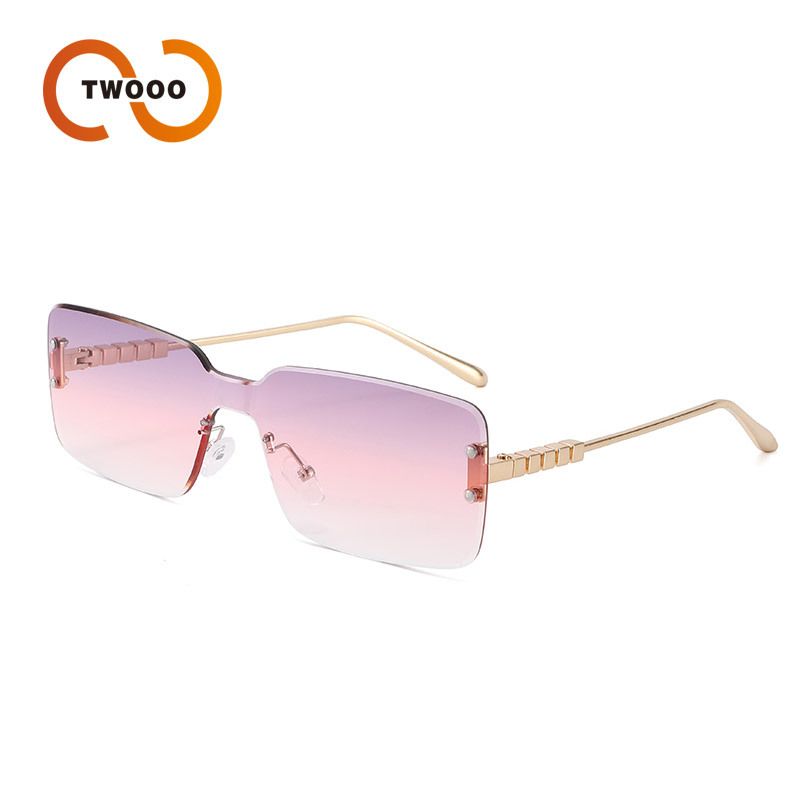 Frameless Cut Edge One Piece Metal Leg Sunglasses Men And Women Street Shooting Sunglasses T1362_viptrois.com