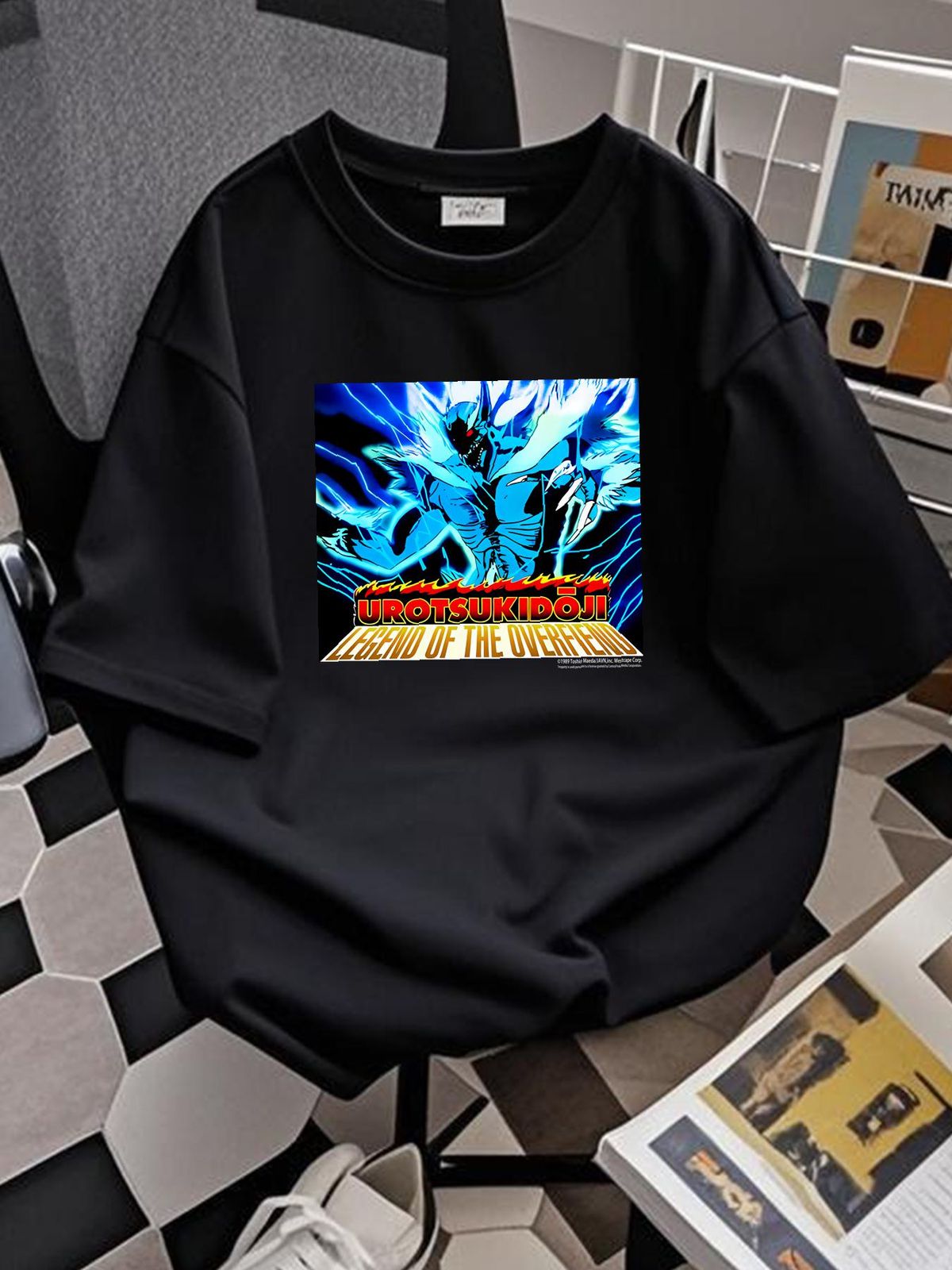 Vintage Urotsuoji Legend Of The Overfiend 1989 Toshio Maeda T-shirt XL Black Soft Fashion Graphic Versatile Breathable Slightly Summer_viptrois.com