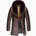 Men's Clothing Collar Leather Jacket Men's Longline Sheepskin Leather Jacket With Fox Fur Collar & Mink Lining, Slim Fit Business Coat For Winter_viptrois.com