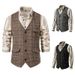 Vintage Men's Plaid Detective Clothing Suit Vest Tweed Ami Kaji English Plus Vest Shelby_viptrois.com