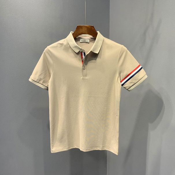 ins Personalized Trendy Brand Webbing Contrasting Color Casual Men's Lapel T-shirt 2025 Summer New Boys Short-sleeved POLO Shirt_viptrois.com