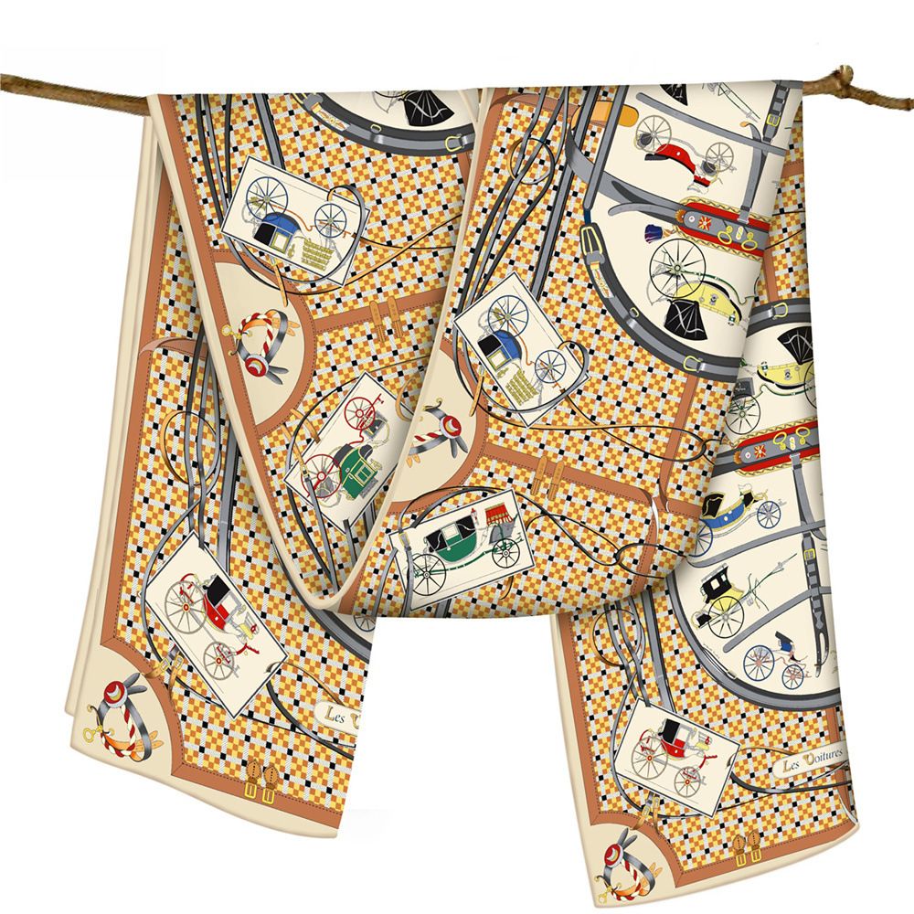 VOOTHOST 150cm*40cm Twill Silk Scarf Women Poncho Hand Rolled Graffiti Printed Long Scarves Wraps Bandana Big Shawl Hijabs Female Foulards VB185_viptrois.com