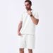 Men's Clothing Solid Jacquard T-Shirt & Shorts Set - Summer Casual Outfit - Breathable Polyester - S-XXXL (Black, Khaki, Gray, Sky Blue, White)_viptrois.com