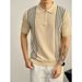 Men's Classic Stripe Polo Shirt - Breathable Short Sleeve Knit Top For Business Casual & Summer Wear Breathable Polyester Fabric_viptrois.com