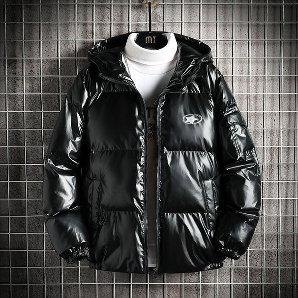 Men's Clothing Men's Clothing, Glossy Fabric, Down Filled Cotton Coat, Trendy Brand, Cropped Style, Thick And Fluffy Star Patterned Cotton Coat._viptrois.com