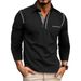 Men's Long Sleeve Polo Shirt – Sporty Contrast Collar Tee For Gym & Casual Wear (Multiple Colors)_viptrois.com