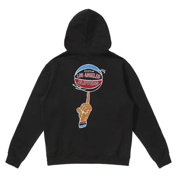 American Style Autumn Winter Hooded Sweatshirt Clippers Basket Print Fleece Warm Pure Cotton Thick_viptrois.com