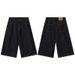 Men's Summer Relaxed Fit Straight Leg Capri Pants American Wash Raw Hem Denim Unisex Boyfriend Jeans for Casual Wear_viptrois.com