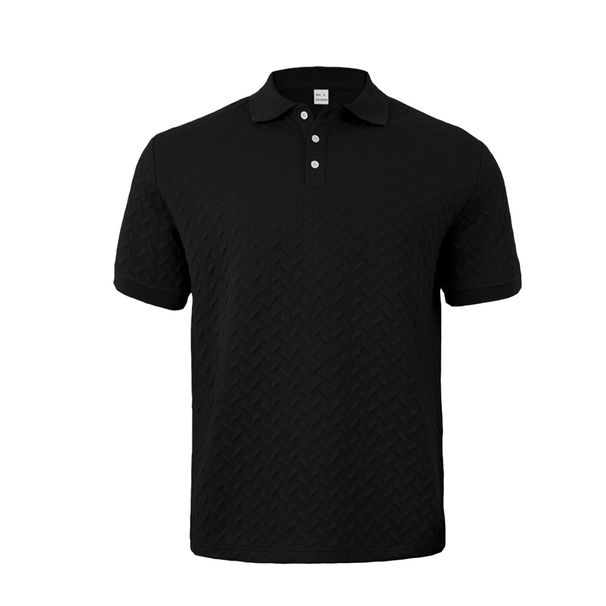 Men's Clothing Men's Summer Heavy Jacquard Lapel Casual Business Polo Shirt Men's T Shirt Short Sleeve_viptrois.com
