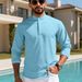 Pulse 2025 Cross-Border TK Hot Sale Spring And Autumn Men's Polo Casual Breathable Waffle Long Sleeve Henley Collar Shirt_viptrois.com