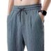 Men's Clothing Linen Casual Pants Summer Ice Silk Thin Trousers Loose Straight Cotton And Linen Large Size Pants_viptrois.com