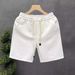 European Style Men's White Jacquard Summer Thin Pants Trendy Luxury Brand Five Point Casual Basic mid Waist Drawstring Shorts_viptrois.com