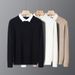 Two-Piece For Men Winter New Pullover Shirt Collar Trendy Warm Slim Fit Base Layer Men's Knitted Sweater Custom_viptrois.com