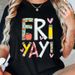 100% Algodón Fri-Yay Feliz Viernes Divertido Fin Semana Maestro Regreso A Clases Camiseta De Tela Manga_viptrois.com