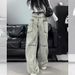 American Style Design Wide Jeans For Men And Women, Smoking Gray High Street Straight Leg Loose Pants_viptrois.com