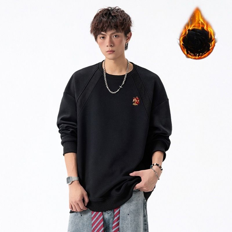 Fleece Contrasting Color Hooded Cardigan Men's Sweater, Heavy Weight Can Be Worn Outside The Coat_viptrois.com