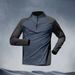 Men's Clothing Half Zip Training Suit Quick Drying Clothes Long Sleeve Spring And Autumn Summer Sun Protection Sports Track And Field Running T Shirt_viptrois.com