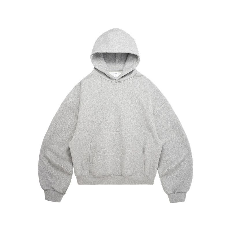 Men's Cropped Hooded Sweatshirt With Raglan Sleeves - Winter Fleece-Lined Pullover, Relaxed Fit, Eggshell Fleece Lining, Casual Streetwear For Youth_viptrois.com