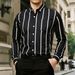 Men's Slim-Fit Striped Long Sleeve Shirt – Wrinkle-Resistant Business Casual With Chest Pocket (M-5XL)_viptrois.com