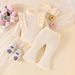 Mother & Kids Multi Color Long Sleeved Ribbed Tops Trousers Flared Pants Girls Suit_viptrois.com