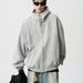 New retro silhouette gray hooded sweatshirt jacket for men's autumn and winter loose cardigan trendy men's sweatshirt_viptrois.com