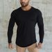 Solid Color Blank Fitns T-shirt For Men's Cotton Breathable Sports Autumn And Winter Fashion Trend Slim Fit Long_viptrois.com