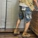 Men's Clothing Washed Denim Shorts Men's Summer Thin Loose Straight Workwear Mid Length Pants Trendy Casual Five Six Point Pants_viptrois.com