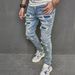 Men's Clothing 2024 New High-Quality Men's Worn-Out Stretch Jeans Skinny Jeans Men's Jeans_viptrois.com