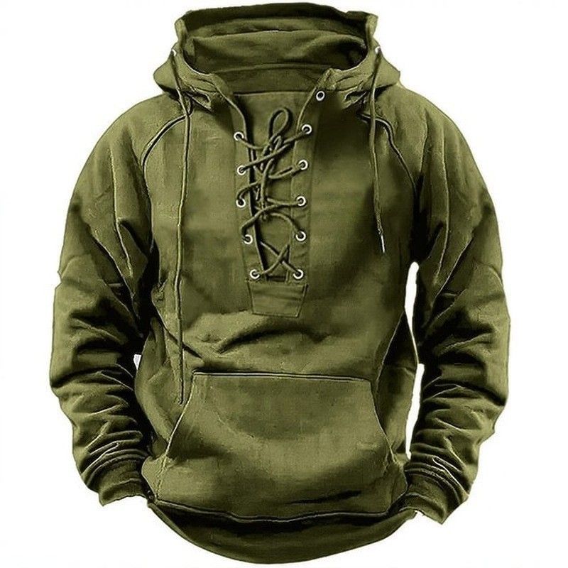 Pure Pure Cross-Border Independent Station Foreign Trade E-commerce Plus Size Men's Retro Lace-Up Pullover Hooded Trendy Brand_viptrois.com