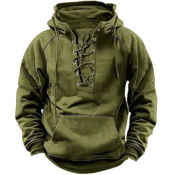 Pure Pure Cross-Border Independent Station Foreign Trade E-commerce Plus Size Men's Retro Lace-Up Pullover Hooded Trendy Brand_viptrois.com