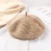 Autumn Winter Korean Style Trendy British Solid Color Painter Hat Knitted Ins Rabbit Fur Beret For Women_viptrois.com