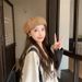 Korean Style Textured Beret For Women, Autumn And Winter, Large Head Circumference, Elegant Artist Hat, Face Slimming,_viptrois.com