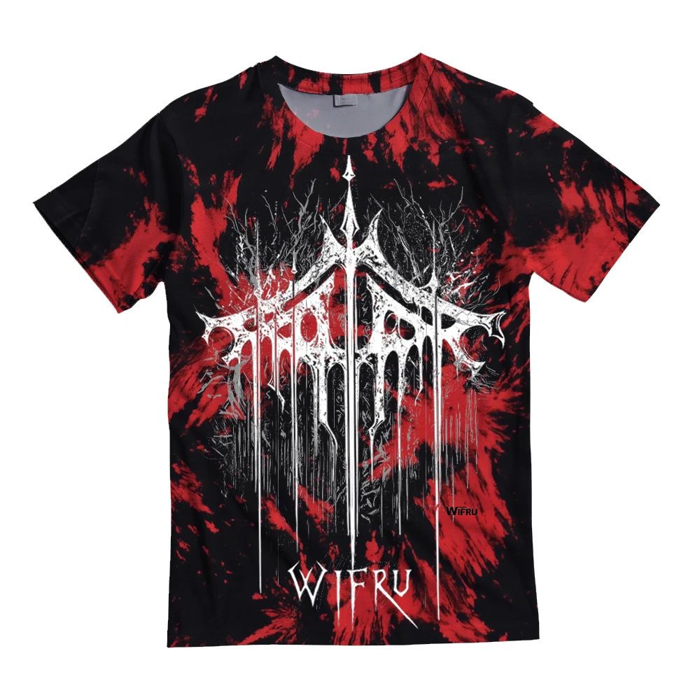 Men's Clothing Fashion Tie Dye Wings Print T Shirt Street Short Sleeved Cotton T Shirt Tops_viptrois.com