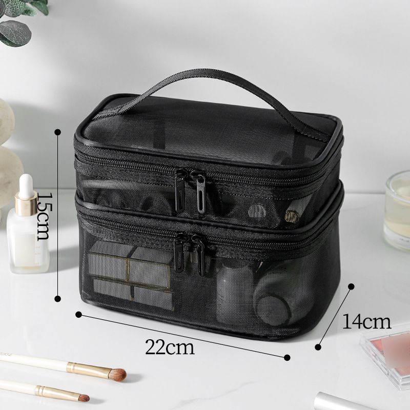 Storage Bags Mesh Cosmetic Bag Large Capacity Three Layer Toiletry Bag Double Layer Storage Bag Travel Mesh Bag Tool Storage Box Portable_viptrois.com