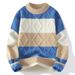 Pure Cross-Border New Casual Crew Neck Sweater Trendy Brand Fashion Color-Block Youth Knitwear Men's Top_viptrois.com