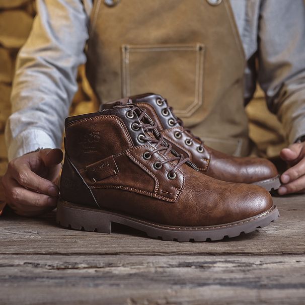 Men's Leather Boots Martin Boots Men's Boots Large Size Zipper Short Boots Men's Shoes High Top Shoes Desert Tooling Boots_viptrois.com