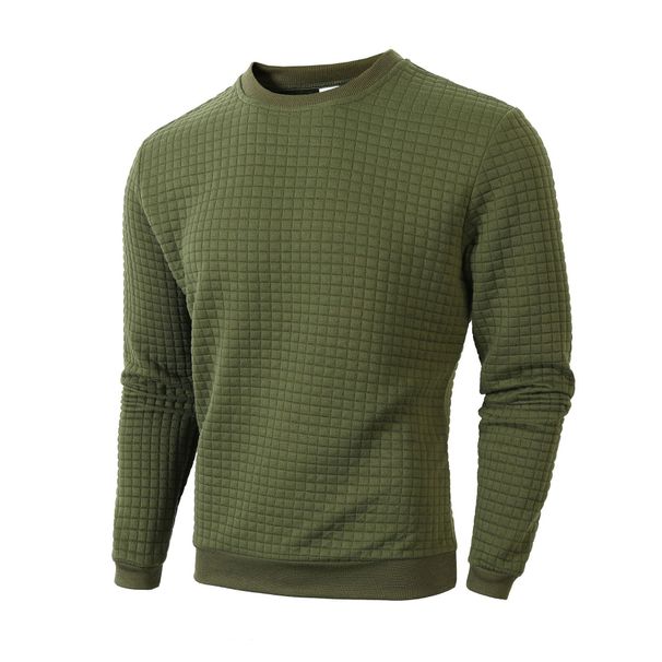 Men's Slim-Fit Long-Sleeve T-Shirt – Textured Micro-Check Crewneck Base Layer (220GSM Polyester) – Solid Color Casual Tee (S-XXXL)_viptrois.com