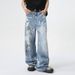 Men's Clothing | 2025 Summer New Products American Street Graffiti Fun Straight Leg Mopping Jeans Trend_viptrois.com