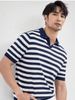 Men's Clothing Retro Color Matching Lapel Polo Sweater Top Men's Summer Striped Short Sleeved Paul T Shirt_viptrois.com