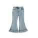 Mother & Kids Girls' Fashion Bell Bottom Jeans - Stylish Denim With Fringe Detail, Slim Fit Flared Pants For Trendy Kids_viptrois.com