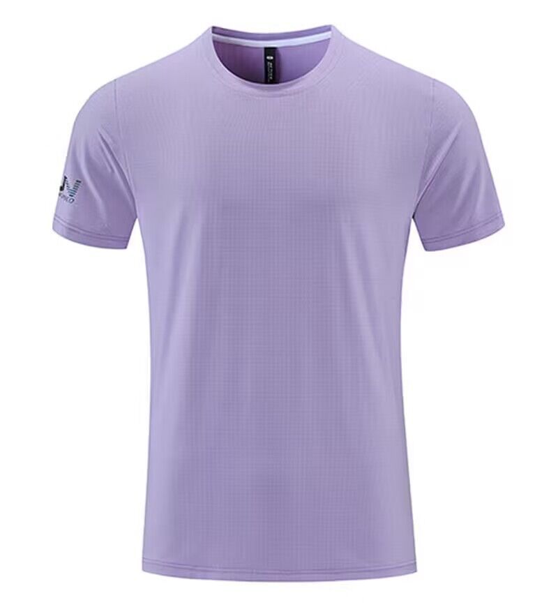 Men's Clothing Solid Color Round Neck Sports Short-Sleeved Ice Silk T-Shirt Quick-Drying Breathable Fitness Running Training Tops_viptrois.com