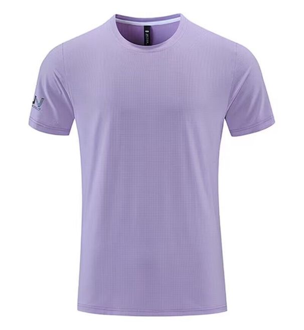 Men's Clothing Solid Color Round Neck Sports Short-Sleeved Ice Silk T-Shirt Quick-Drying Breathable Fitness Running Training Tops_viptrois.com