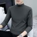 Autumn Winter 95% Cotton Long Sleeve T-Shirt Solid Color Thickened Mid-Neck Base Shirt High Neck Warm Men's Clothing_viptrois.com