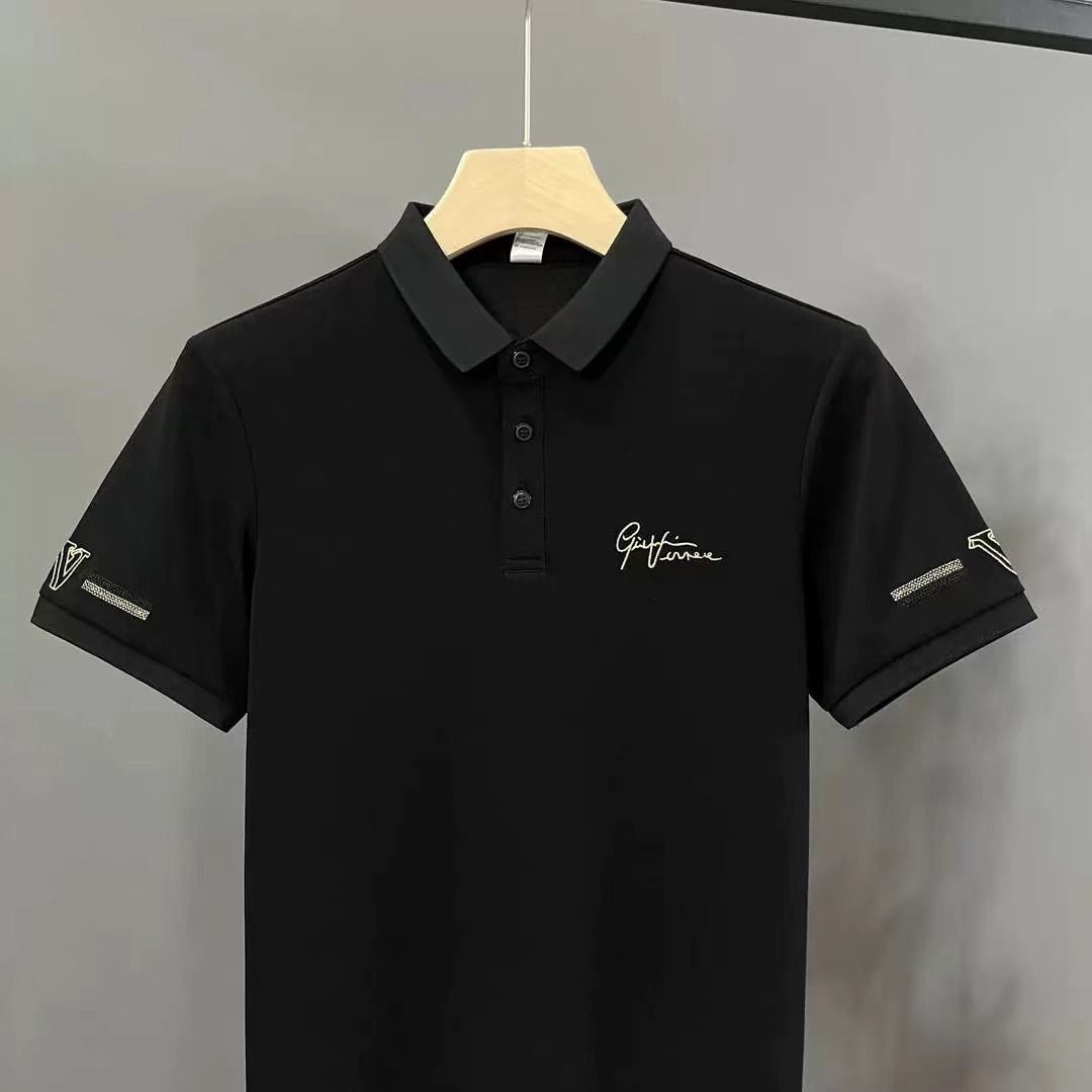 Men's Luxury Casual Polo Shirt Short Sleeve Turn Down Collar Loose Fit Summer Top Trendy Fashion High Street Embroidery_viptrois.com