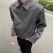 Gray Short Padded Shoulder Lapel Blazer For Men Korean Style Simple High-end Loose Casual Versatile Jacket Top_viptrois.com