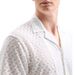 Men's Clothing Knitted Jacquard Translucent Lapel Short Sleeved Light Casual Versatile Fashion Shirt_viptrois.com