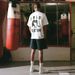 Cole Buxton minimalist boxing print niche trendy brand versatile American high street loose couple short sleeved T-shirt_viptrois.com