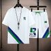 Teen Boys' Casual 2-Piece Shorts Set, Solid Color & Graphic Print Short Sleeve T-Shirt Outfit_viptrois.com