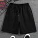 Men's Summer Casual Sports Shorts Simple Style Loose Trendy Five Point Pants Solid Color_viptrois.com